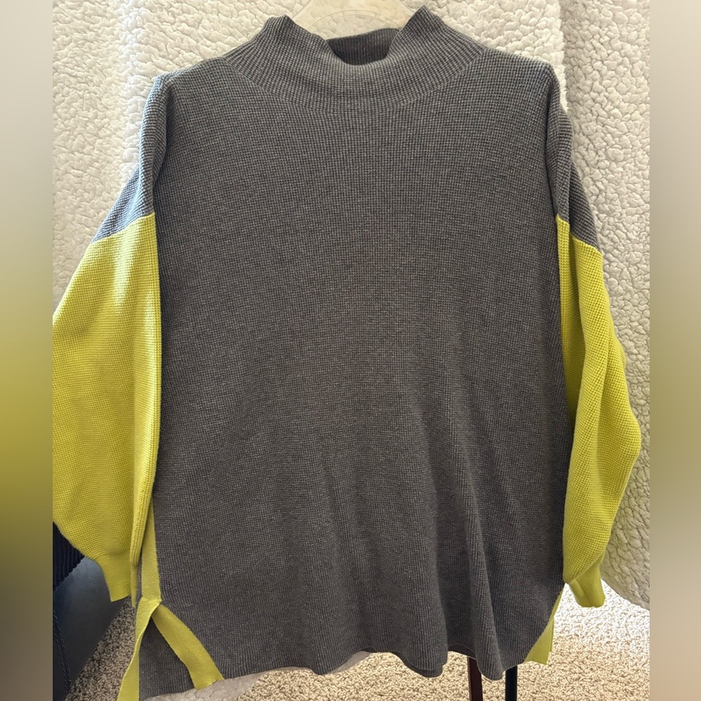 Gray Mockneck with Neon Green Sleeves & Accents